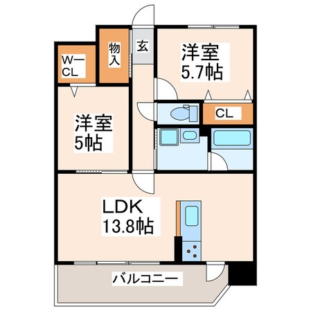 長嶺 徒歩6分 6階の物件間取画像